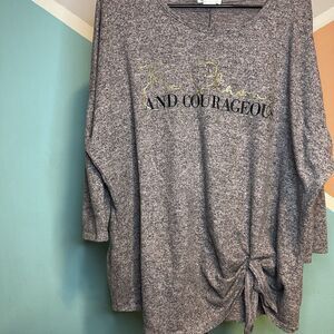 Womens Plus Size 2x Top Be Strong‎ And Courageous Brand Tea Please Tie